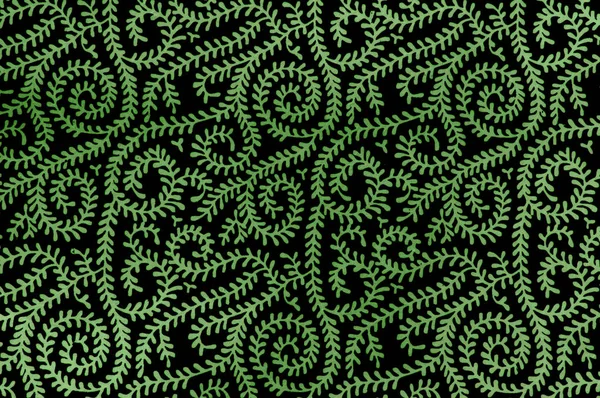 Arrière-plan mosaïque vert dessin de vigne sur noir — Photo