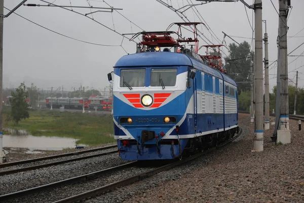 Retro russo locomotiva elétrica — Fotografia de Stock