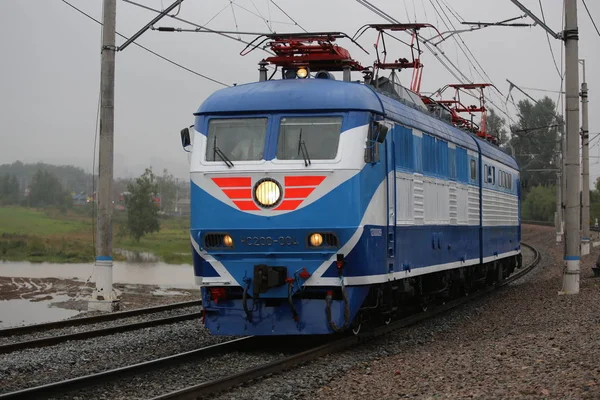 Retro russo locomotiva elétrica — Fotografia de Stock