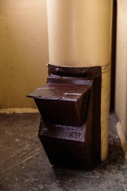 Old garbage chute in apartment building with cheap apartments - Rubbish chute in a Soviet block of flats clipart