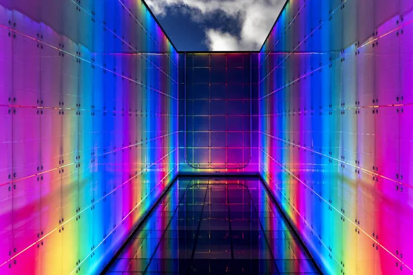 Färgade Abstrakt Arkitekturen Natten Rainbow Belysning — Stockfoto