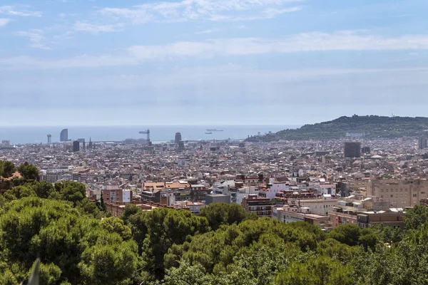 Αεροφωτογραφία Της Βαρκελώνης Από Την Κορυφή Του Πάρκο Guell — Φωτογραφία Αρχείου