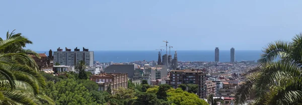 Vista Panorámica Barcelona Desde Alto Del Parque Güell — Foto de Stock