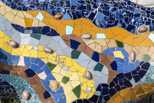 Decorativo Mosaico Azulejo Shard Parc Guell Barcelona Espanha — Fotografia de Stock