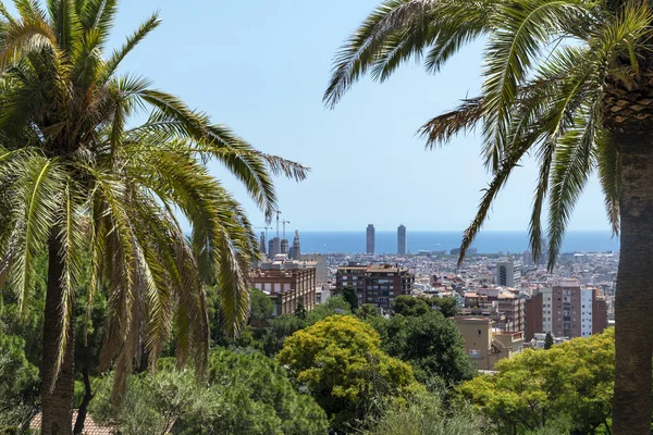 Vista Aérea Barcelona Desde Alto Del Parque Güell — Foto de Stock