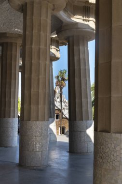 Sütunları Hipostil odada, Parc Guell Barcelona, İspanya