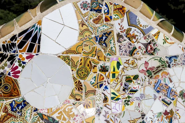 Декоративная Мозаика Черепицы Парке Гуэль Барселона Испания — стоковое фото