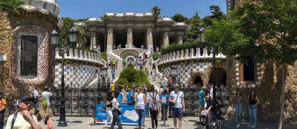 Barcelona España Junio 2018 Vista Panorámica Entrada Del Parque Pabellones — Foto de Stock