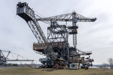 Terkedilmiş linyit dev Ekskavatör açık döküm Ferropolis, Stadt aus Eisen, Sachsen-Anhalt, Almanya