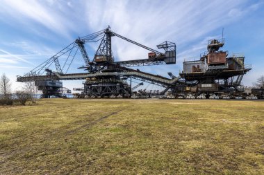 Terkedilmiş linyit dev Ekskavatör açık döküm Ferropolis - şehir demir, Stadt aus Eisen, Sachsen-Anhalt, Almanya