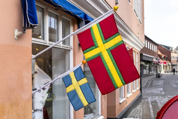 Skane and Swedish flag from the Swedish town of Ystad, Skane County.