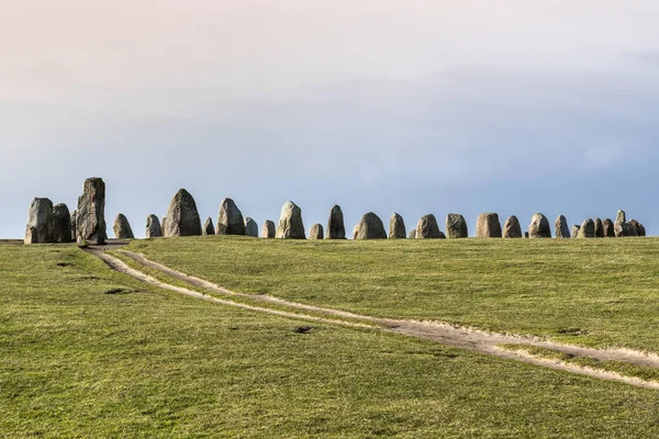 Pedras de Ales, imponente monumento megalítico em Skane, Suécia — Fotografia de Stock