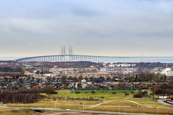 Vista Aérea Panorámica Ciudad Malmo Con Puente Oresund Suecia —  Fotos de Stock