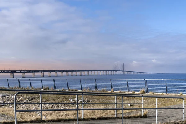 Vue Pont Oresund Coucher Soleil Sur Mer Baltique — Photo