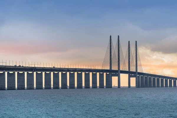 Blick Auf Die Orosundbrücke Bei Sonnenuntergang Über Der Ostsee — Stockfoto