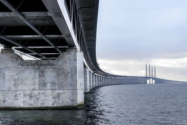 View Oresund Bridge Baltic Sea Cloudy Day — Stock Photo, Image