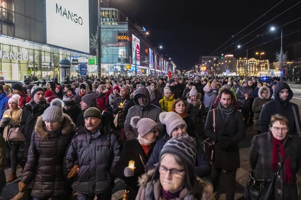 Varsovia Polonia Enero 2019 Varios Miles Personas Marchan Por Centro —  Fotos de Stock