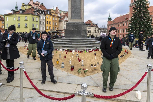 바르샤바 폴란드 2019 그단스크 바르샤바의 광장에 Adamowicz의 장례의 라이브 일반인 — 스톡 사진