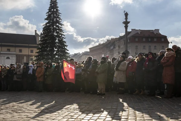 Warszawa Poland January 2019 Mourners Watch Live Public Viewing Funeral — Stock Photo, Image