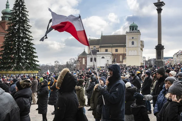 Warszawa Polonia Enero 2019 Los Dolientes Observan Directo Funeral Del —  Fotos de Stock