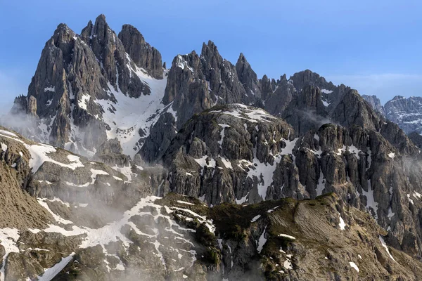 Jaro Hory Panorama Zasněžené Vrcholky Italských Alp Dolomity Alpy Itálie — Stock fotografie