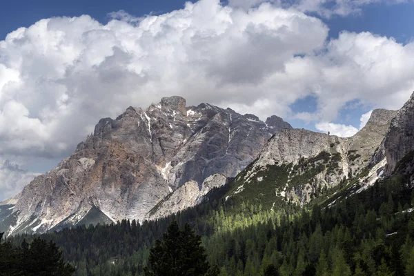 Jaro Hory Panorama Zasněžené Vrcholky Italských Alp Dolomity Alpy Itálie — Stock fotografie