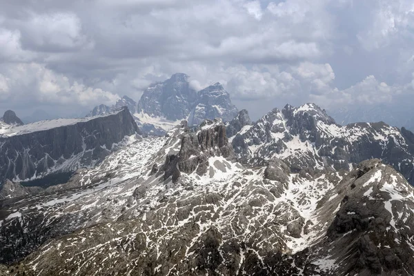 Jaro Hory Panorama Zasněžené Vrcholky Italských Alp Dolomity Alpy Itálie — Stock fotografie