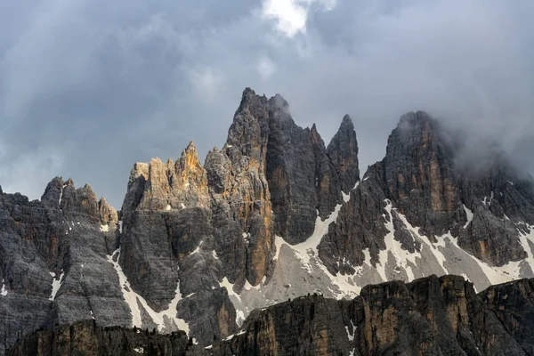 Jaro Hory Panorama Zasněžené Vrcholky Italských Alp Dolomity Alpy Itálie — Stock fotografie