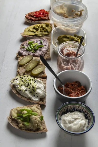 Different kinds of colorful sandwiches — Stock Photo, Image