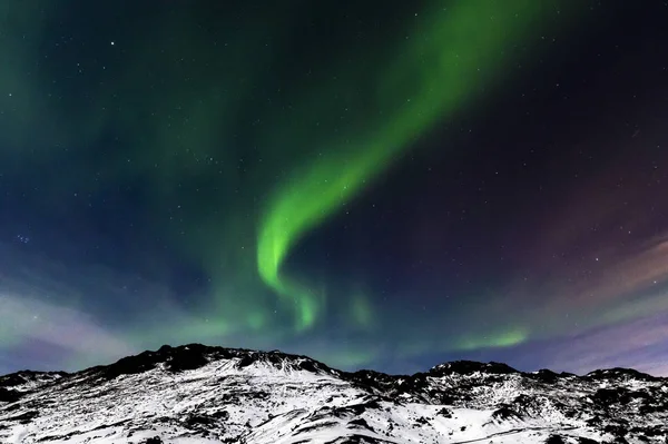 Aurora boreal na Península de Reykjanes — Fotografia de Stock
