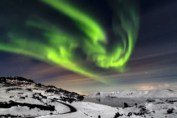 Aurora borealis på Reykjanes halvön — Stockfoto
