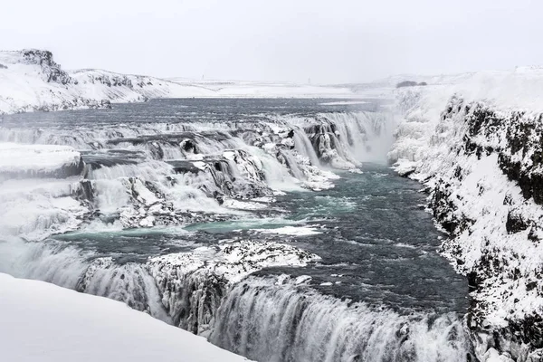 Gulfoss vízesés télen, Izland — Stock Fotó