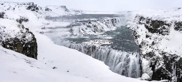 Gulfoss-waterval in de winter, IJsland — Stockfoto