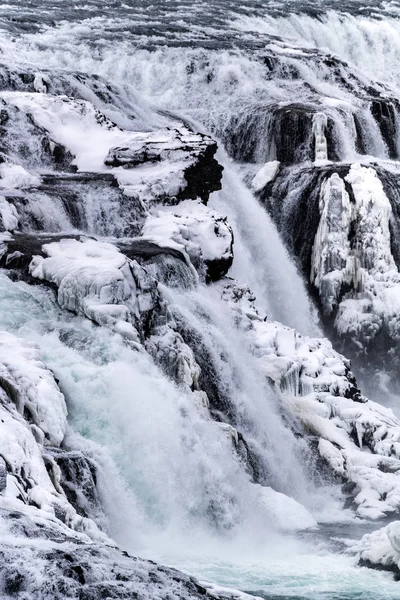 Kışın Gulfoss şelalesi, İzlanda — Stok fotoğraf