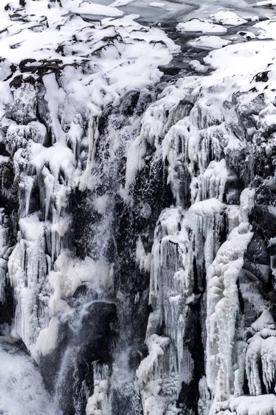 Gulfoss Wasserfall im Winter, Island — Stockfoto