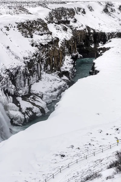 Gulfoss vattenfall på vintern, Island — Stockfoto