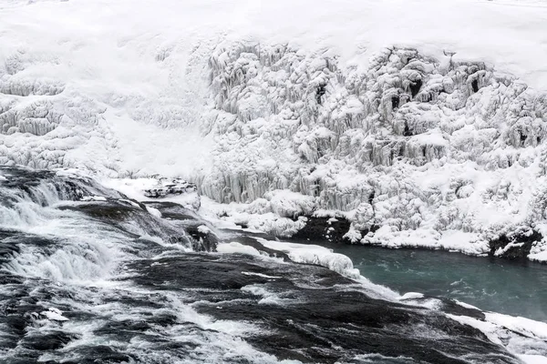 Catarata Gulfoss en invierno, Islandia — Foto de Stock