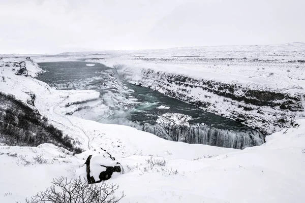 Gulfoss-waterval in de winter, IJsland — Stockfoto