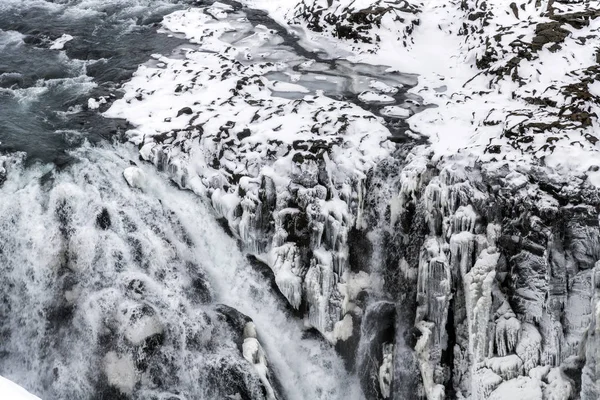 Kışın Gulfoss şelalesi, İzlanda — Stok fotoğraf