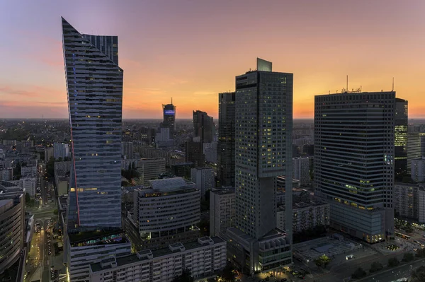 Warsaw downtown during the night, Poland — Stock Photo, Image