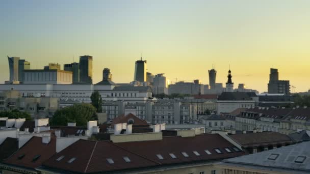 Panorama van het centrum van Warschau Financial Center — Stockvideo