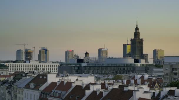 Panorama centrum finansowego Warszawy — Wideo stockowe