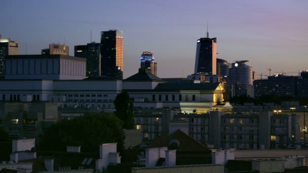 Panorama centrum finansowego Warszawy — Wideo stockowe