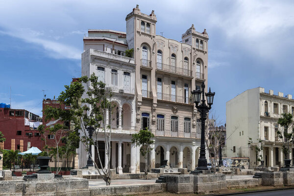 LA HAVANA, CUBA - JUNE 27, 2019: Cuban Colonial Architecture, To venture through Havana is to take a true history lesson of all the styles of architecture that have shaped the Cuban capital.