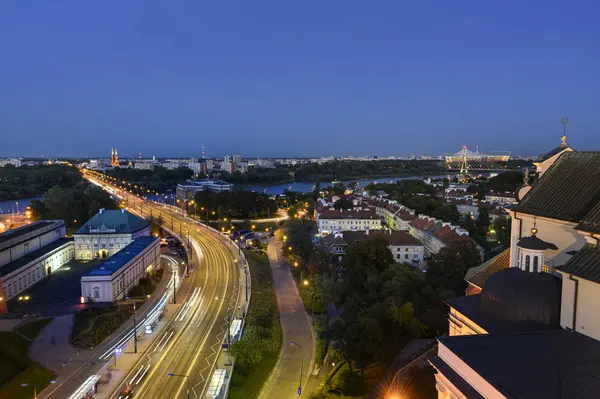 Paisagem urbana de Varsóvia, Polónia, ponte Slasko-Dabrowski . — Fotografia de Stock
