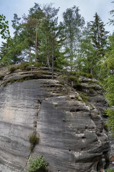 Famous sandstone rock towers of Adrspach and Teplice Rocks. High sand stone towers in Nothern Bohemia, Adrspach and Teplice.