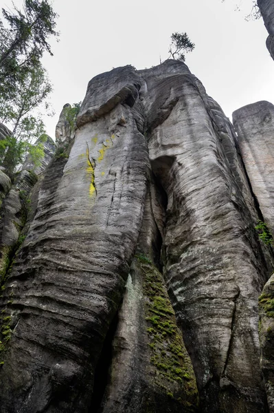 Famous sandstone rock towers of Adrspach and Teplice Rocks. High sand stone towers in Nothern Bohemia, Adrspach and Teplice.