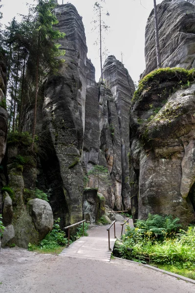 Famose Torri Pietra Arenaria Adrspach Teplice Rocks Alte Torri Pietra — Foto Stock