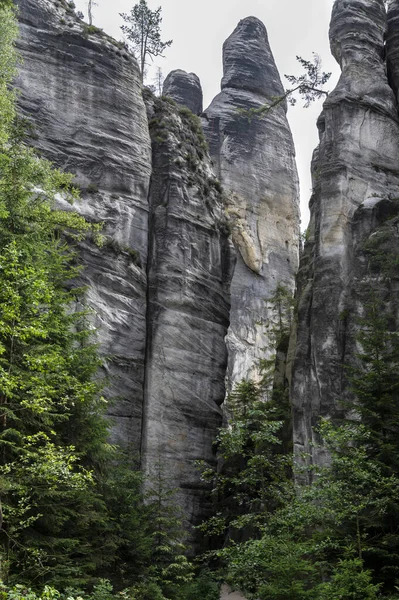 Famose Torri Pietra Arenaria Adrspach Teplice Rocks Alte Torri Pietra — Foto Stock