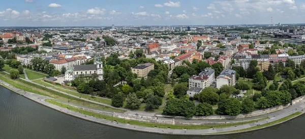 Panoramisch Uitzicht Krakau Een Historische Hoofdstad Van Polen Dusring Zonnige — Stockfoto